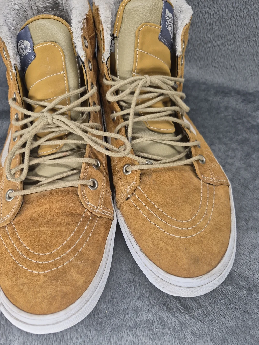 VANS Sk8-Hi MTE Trainers In Cumin / Tan Suade Fur Lined Sneakers US Mens 12